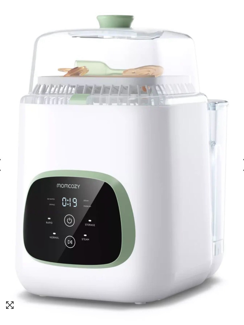 Momcozy White & Green Baby Bottle Sterilizer and Dryer